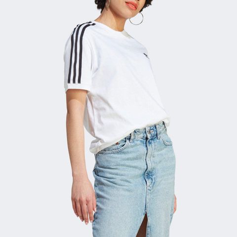 ADIDAS 愛迪達 3 Stripes Tee IK4050 女 短袖 上衣 T恤 運動 經典 復古 休閒 棉質 白黑