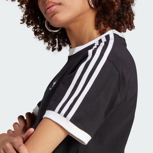 ADIDAS 愛迪達  3 Stripes Tee IK4049 女 短袖 上衣 T恤 運動 經典 復古 休閒 棉質 黑白