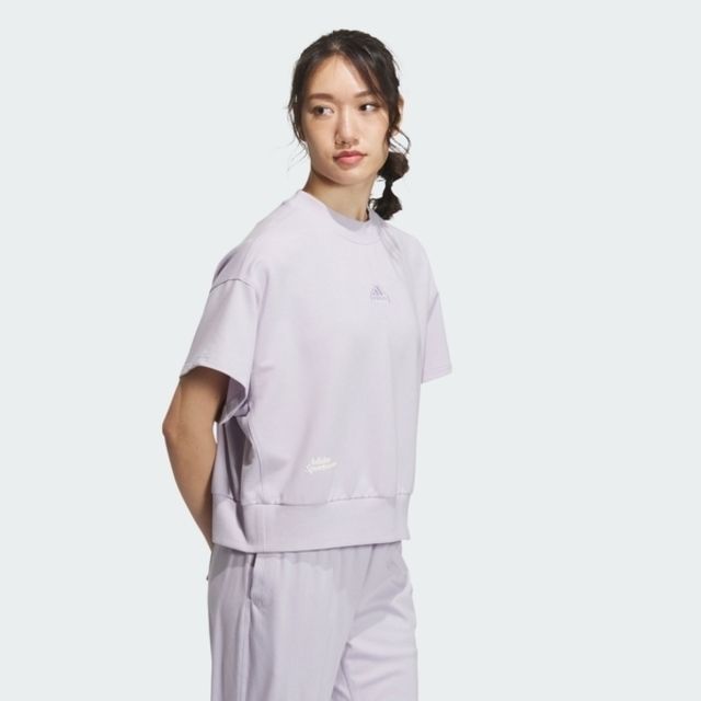 ADIDAS 愛迪達  Lounge SS Top IM8867 女 短袖 上衣 運動 休閒 寬鬆 舒適 日常 居家 紫