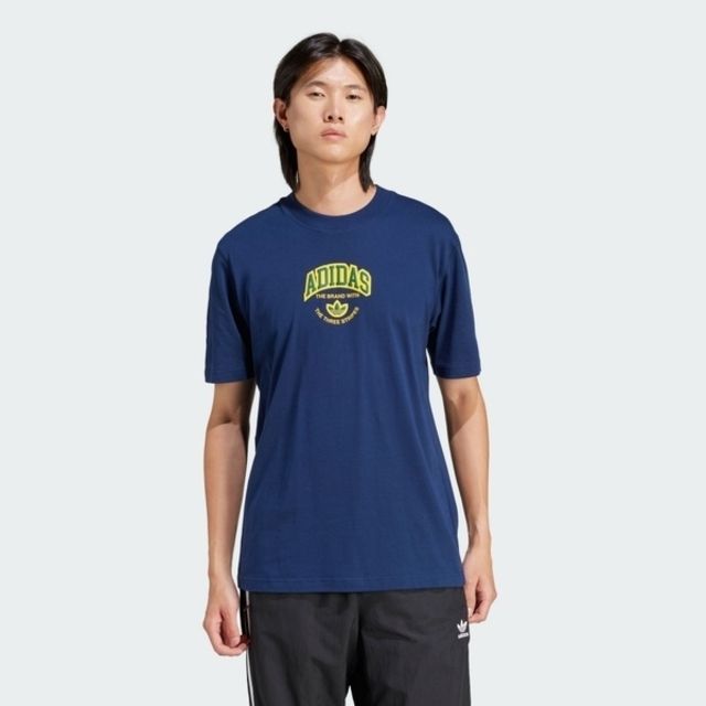 adidas Originals Adidas VRCT SS Tee IS0184 男 短袖 上衣 T恤 運動 經典 三葉草 大LOGO 深藍