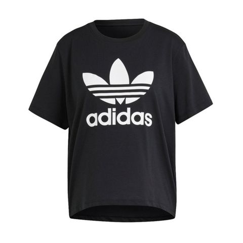 adidas Originals Adidas TRFL Tee Boxy IU2422 女 短袖 上衣 T恤 經典 三葉草 休閒 寬鬆 棉質 黑