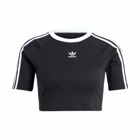 adidas Originals Adidas 3 S Baby Tee IU2532 女 短版 短袖 上衣 運動 休閒 復古 三葉草 修身 穿搭 黑