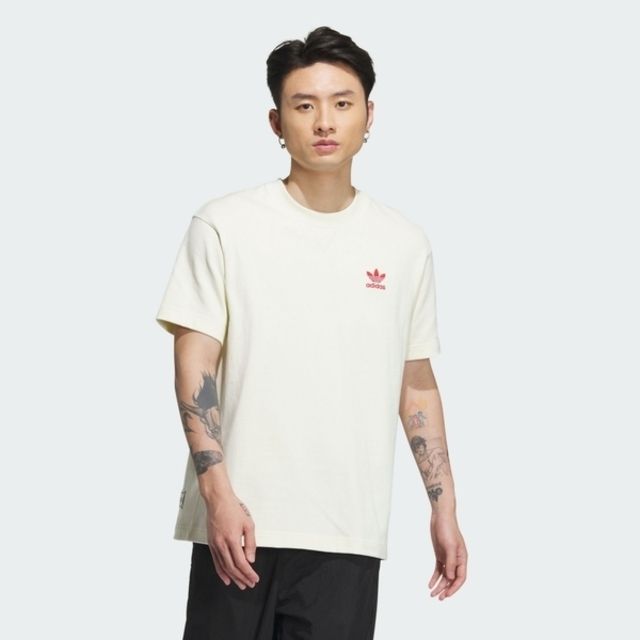 adidas Originals Adidas FF TEE CNY IX4222 男女 短袖上衣 T恤 運動 休閒 三葉草 新年款 龍年 棉質 米白