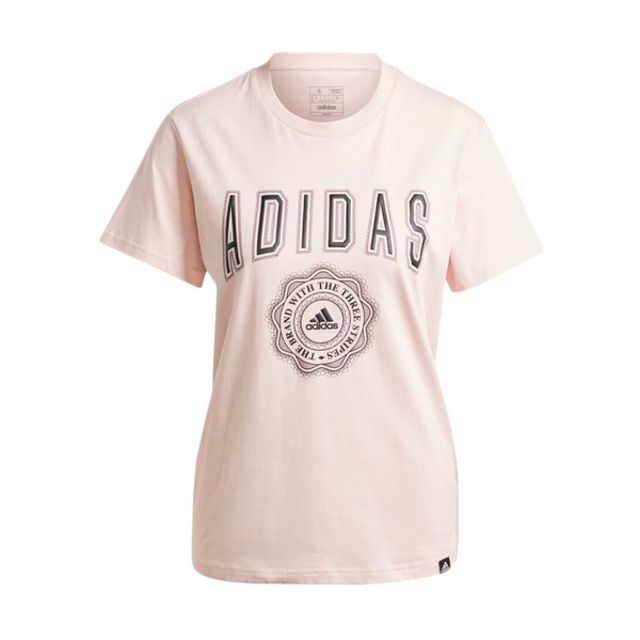 ADIDAS 愛迪達  W Collegiate T IZ1158 女 短袖 上衣 T恤 運動 休閒 棉質 粉色