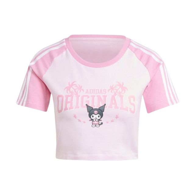 adidas Originals Adidas Crop Baby Tee K JH0570 女 短版 短袖 上衣 HELLO KITTY 酷洛米 粉