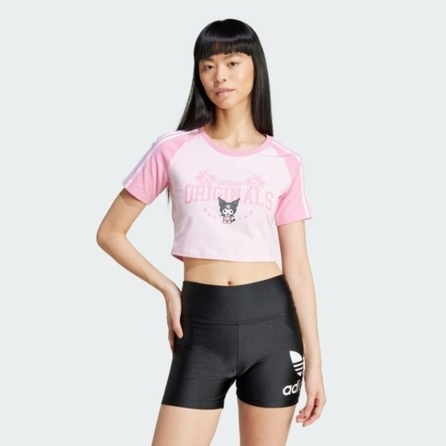 adidas Originals Adidas Crop Baby Tee K JH0570 女 短版 短袖 上衣 HELLO KITTY 酷洛米 粉