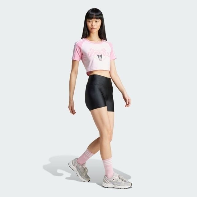 adidas Originals Adidas Crop Baby Tee K JH0570 女 短版 短袖 上衣 HELLO KITTY 酷洛米 粉