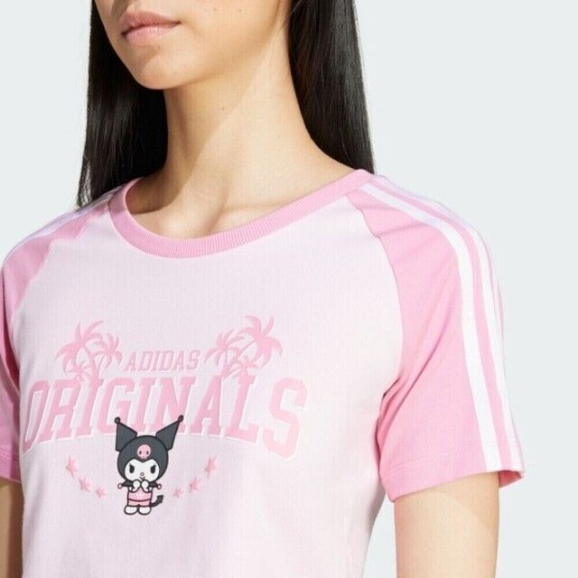 adidas Originals Adidas Crop Baby Tee K JH0570 女 短版 短袖 上衣 HELLO KITTY 酷洛米 粉