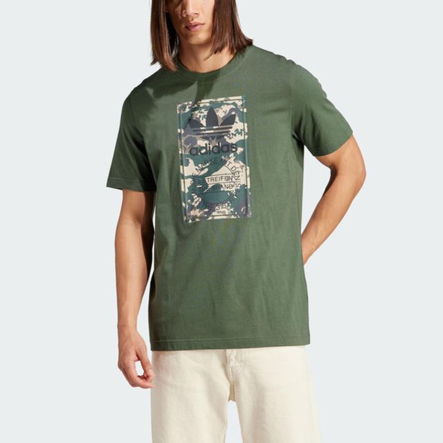 adidas Originals Adidas Camo Tongue Tee IU4684 男 短袖 上衣 T恤 亞洲版 經典 休閒 迷彩 舒適 綠