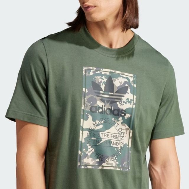 adidas Originals Adidas Camo Tongue Tee IU4684 男 短袖 上衣 T恤 亞洲版 經典 休閒 迷彩 舒適 綠