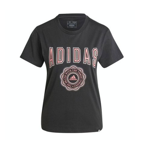 ADIDAS 愛迪達 W Collegiate T IW2748 女 短袖 上衣 T恤 運動 休閒 棉質 黑粉