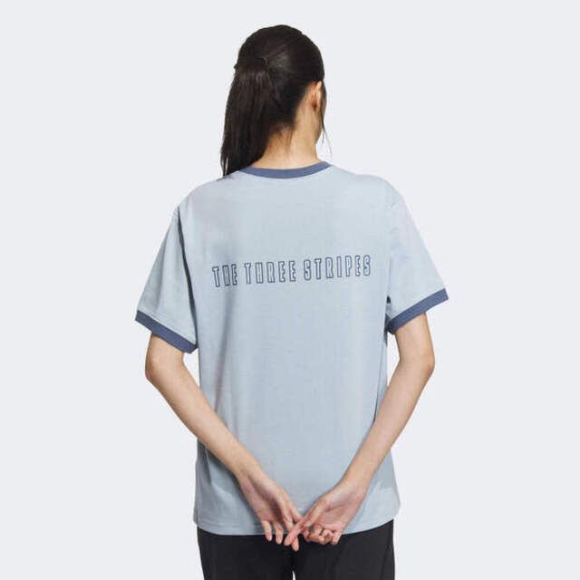 ADIDAS 愛迪達  Word SS Tee [IM8746] 女 短袖 上衣 運動 訓練 休閒 寬鬆 吸濕排汗 棉質 藍