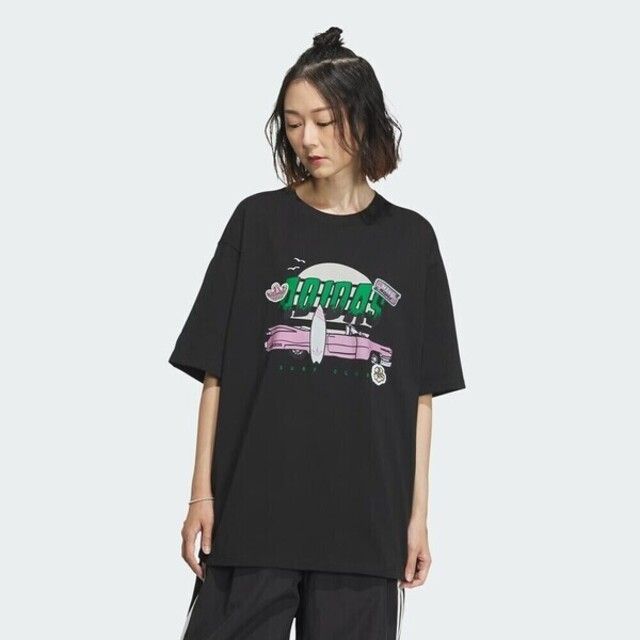 adidas Originals Adidas SMR GFX TEE SS IW6297 女 短袖 上衣 T恤 寬鬆 運動 休閒 棉質 舒適 黑