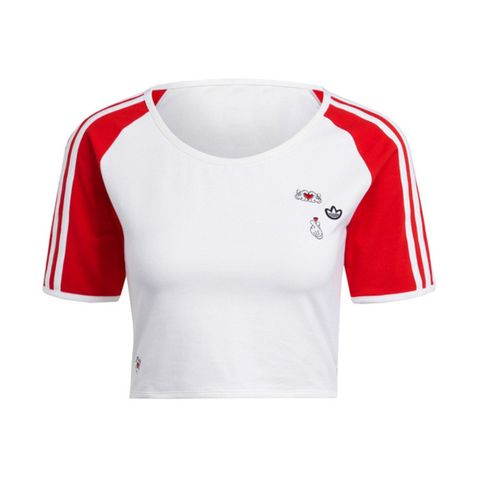 adidas Originals Adidas 3S BB TEE SNAP IY2268 女 短版 短袖 上衣 運動 休閒 復古 米奇 聯名款 白紅