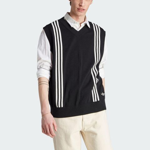 adidas Originals Adidas Hack Knt Vest HZ0713 男 針織 背心 亞洲版 運動 休閒 V領 棉質 毛衣 黑白