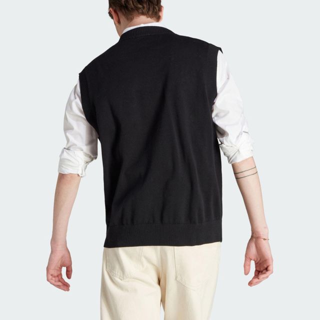 adidas Originals Adidas Hack Knt Vest HZ0713 男 針織 背心 亞洲版 運動 休閒 V領 棉質 毛衣 黑白