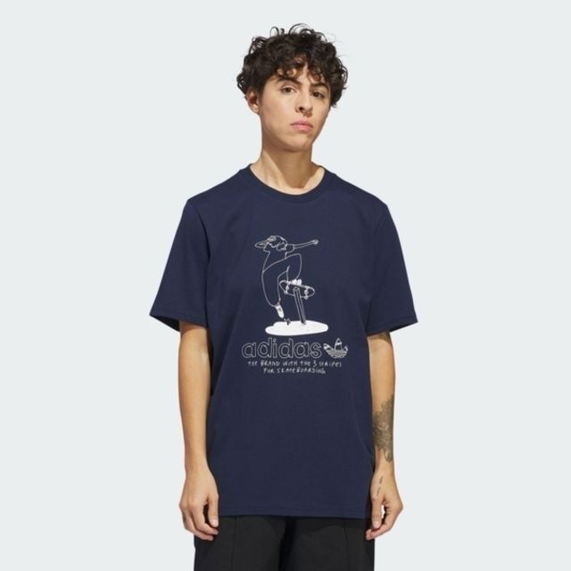 adidas Originals Adidas Hjones SS Tee 3 IU0120 男 短袖 上衣 T恤 運動 休閒 滑板 塗鴉 深藍