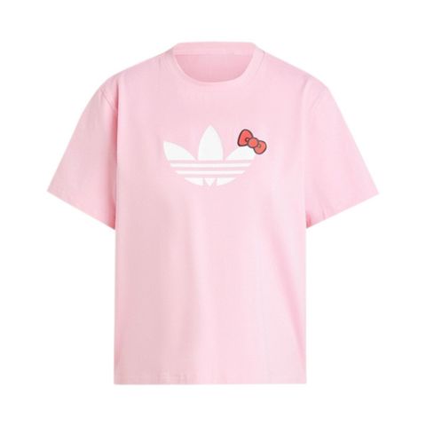 adidas Originals Adidas HK Trefoil Tee IX7882 女 短袖 上衣 T恤 HELLO KITTY 休閒 粉紅