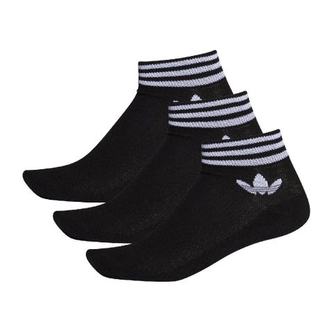 adidas 襪子 Trefoil Ankle 黑 白 條紋 男女款 短襪 低筒襪 三葉草 愛迪達 3雙入 EE1151