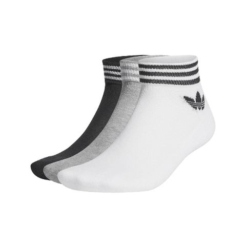 adidas 愛迪達 襪子 TREF Ankle Socks 短筒襪 白 黑 灰 條紋 短襪 男女款 三葉草 HC9550