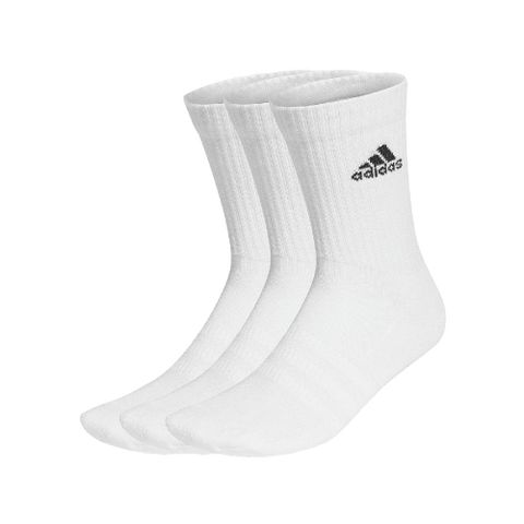 adidas 愛迪達 襪子 Cushioned Crew Socks 男女款 白 黑 基本款 長襪 中筒襪 三雙入 HT3446