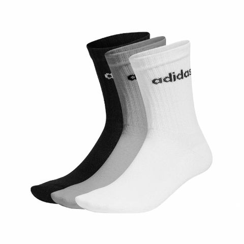 adidas 愛迪達 襪子 Linear Crew 男女款 黑 白 灰 長襪 中筒 基本款 三雙入 IC1302