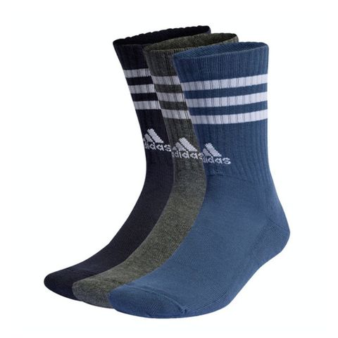 Adidas 3S C SPW CRW 3P [IP2639] 中筒襪 3雙入 運動 訓練 休閒 足弓支撐 透氣 黑灰藍