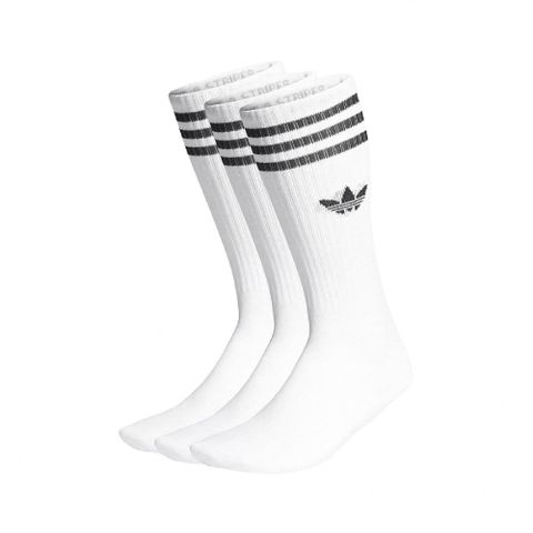 ADIDAS 愛迪達 長襪 Solid Crew Socks 白 黑 三條紋 三葉草 中筒襪 休閒襪 襪子 IJ0734