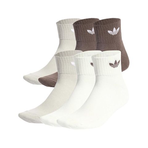 ADIDAS 愛迪達 短襪 Mid Ankle Socks 米白 棕 厚底 毛巾布 三葉草 休閒襪 襪子 IT7565