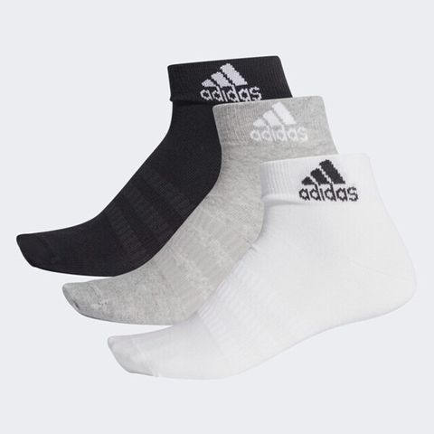 ADIDAS 愛迪達 Adidas Light Ank 3pp [DZ9434] 男 踝襪 船型襪 足弓支撐 纖薄 輕盈 黑灰白 3雙入