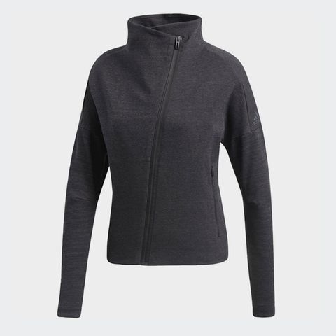 ADIDAS 愛迪達 W HTR JKT [CZ2915] 女 外套 運動 訓練 休閒 保暖 防風 立領 合身 短版 黑灰