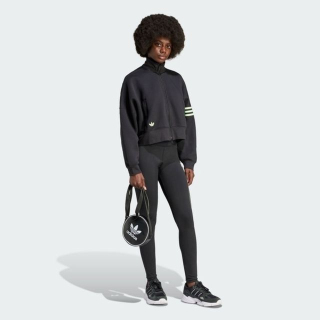 adidas Originals Adidas NEUCL Tracktop IU2505 女 立領 外套 運動 休閒 三葉草 雙向拉鍊 寬鬆 黑綠