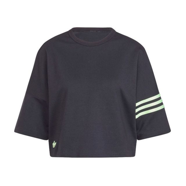 adidas Originals Adidas NEUCL Tee [IU2499] 女 短袖 上衣 運動 休閒 三葉草 寬鬆 棉質 舒適 黑綠