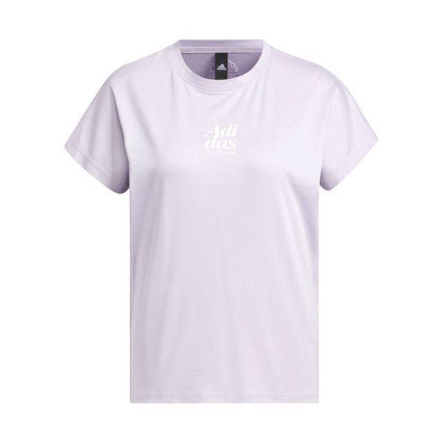 ADIDAS 愛迪達  Lounge Silk Tee [IM8860] 女 短袖 上衣 運動 休閒 寬鬆 純棉 日常 舒適 紫