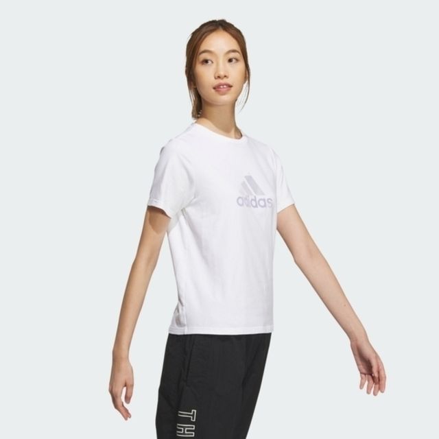 ADIDAS 愛迪達  MH BOS TEE 2 [IZ3147] 女 短袖 上衣 T恤 運動 休閒 基本款 棉質 白