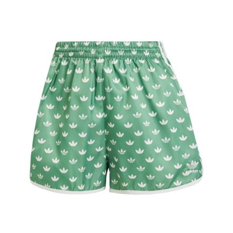 adidas Originals Adidas Mono 3s Shorts IX0931 女 短褲 運動 休閒 滿版 三葉草 緞面 綠