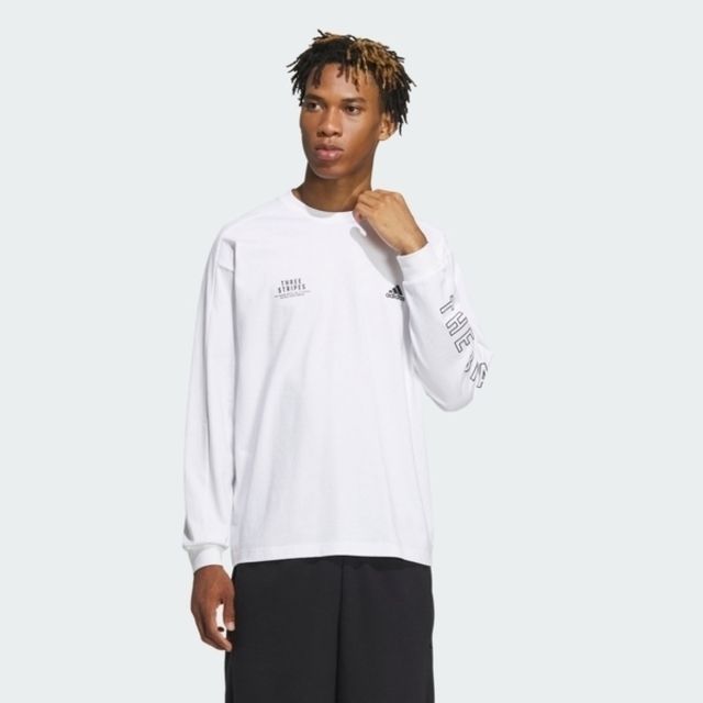 ADIDAS 愛迪達  Word L/S Tee IM8758 男女 長袖 上衣 運動 訓練 休閒 棉質 輕鬆 舒適 白黑