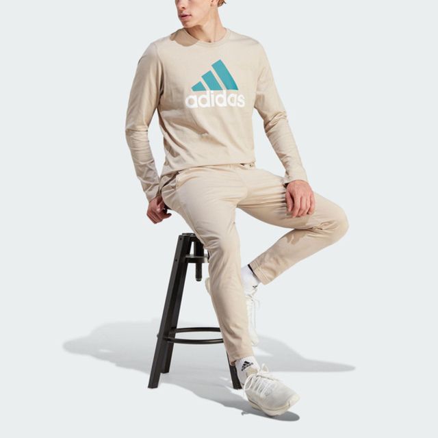 ADIDAS 愛迪達  M BL SJ LS T IJ8580 男 長袖 上衣 亞洲版 運動 訓練 休閒 基本款 舒適 奶茶