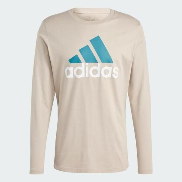 ADIDAS 愛迪達  M BL SJ LS T IJ8580 男 長袖 上衣 亞洲版 運動 訓練 休閒 基本款 舒適 奶茶