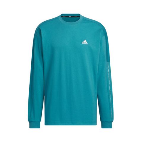 ADIDAS 愛迪達 WORD L/S Tee IK7345 男女 長袖 上衣 亞洲版 運動 休閒 居家 純棉 柔軟 藍綠