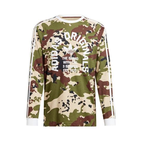 adidas Originals Adidas Camo LS Cali HF IS2921 男 長袖 上衣 運動 休閒 修身 舒適 迷彩 綠