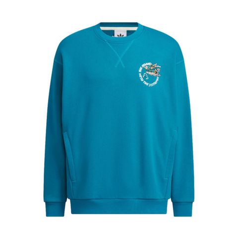 adidas Originals Adidas FT CREWNECK CNY IX4237 男 長袖 上衣 運動 休閒 新年款 龍年 拉鍊口袋 藍