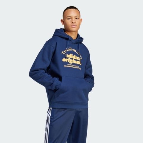 adidas Originals Adidas GRF Hoodie IS1419 男 連帽 上衣 帽T 運動 復古 休閒 刷毛 保暖 舒適 深藍