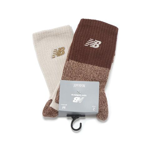 NEW BALANCE 長襪 Crew Socks 米白 棕 厚底 毛巾布 中筒襪 休閒襪 襪子 NB LAS40222AS2