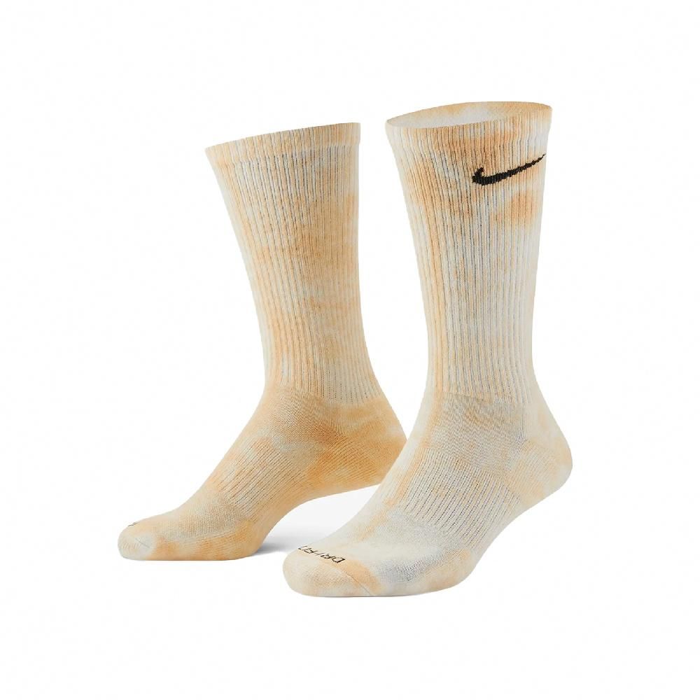 NIKE 耐吉 長襪 Everyday Plus Crew Socks 男女款 黃 橘 渲染 暈染 襪子 兩入組 DM3407-906