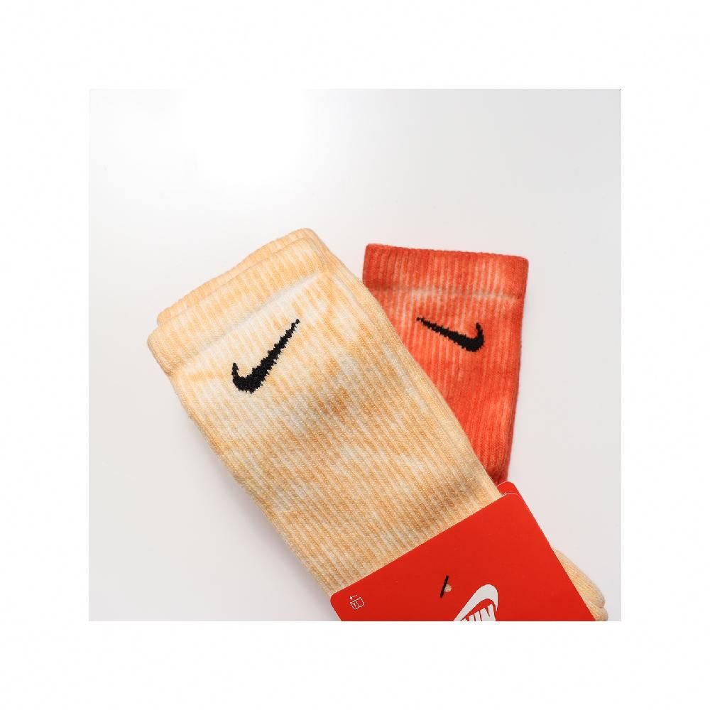 NIKE 耐吉 長襪 Everyday Plus Crew Socks 男女款 黃 橘 渲染 暈染 襪子 兩入組 DM3407-906