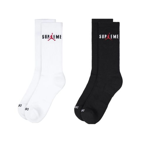 NIKE 耐吉 Supreme x Jordan White Crew Socks 襪子 白色/黑色 聯名款 配件 HF1398-100/HF1398-010