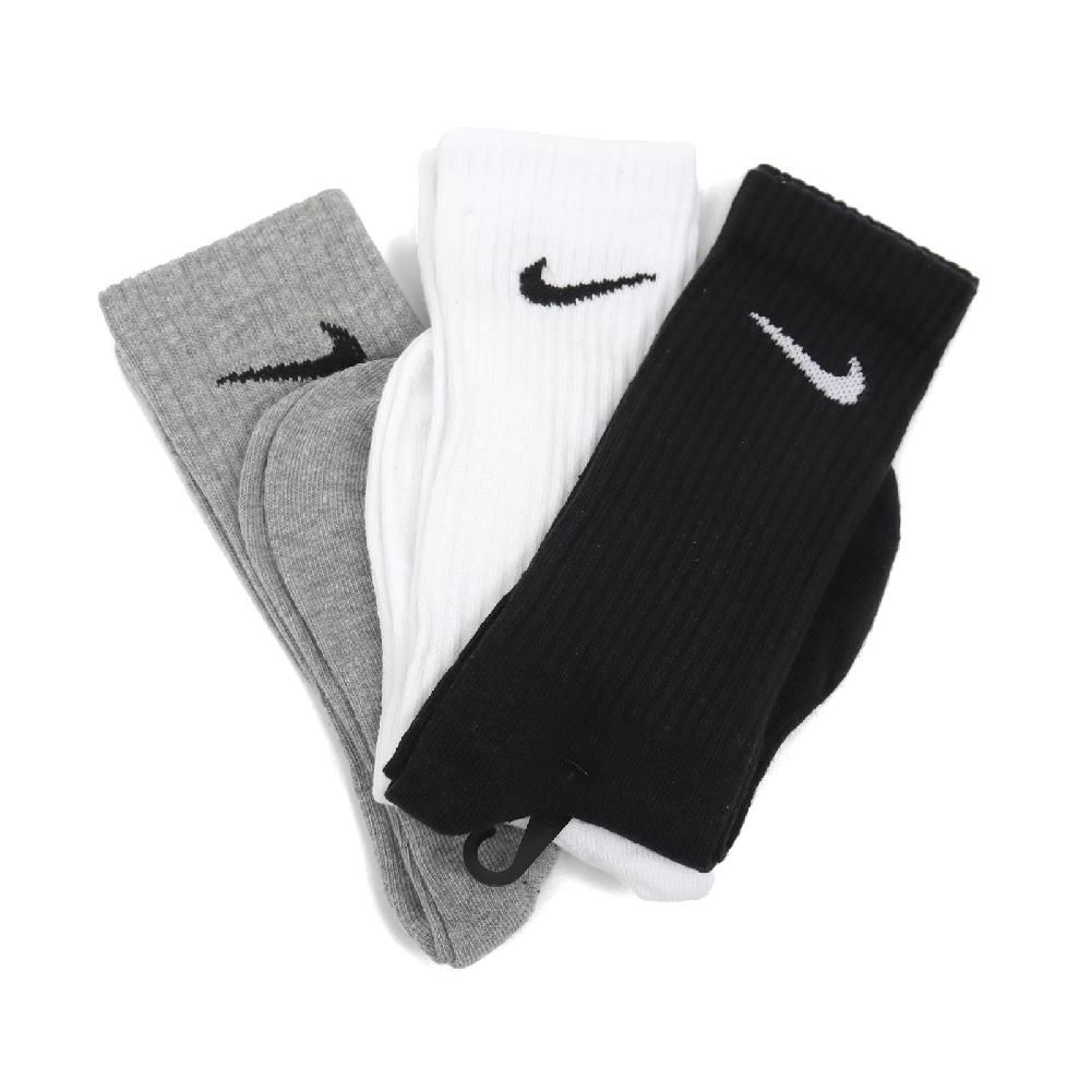 NIKE 耐吉 襪子 Performance Lightweight Crew Socks 男女款 黑 白 灰 中筒襪 長襪 三雙入 SX4704-901