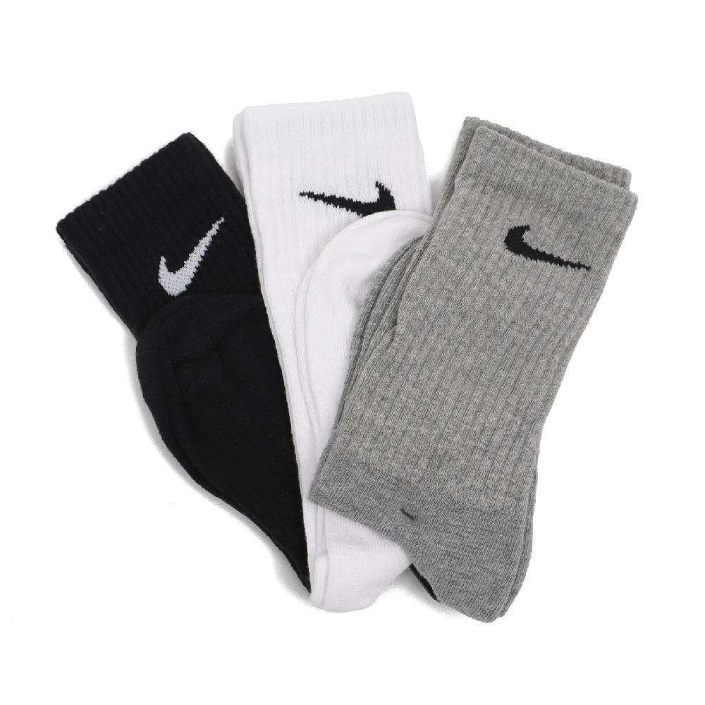 NIKE 耐吉 襪子 Performance Lightweight Crew Socks 男女款 黑 白 灰 中筒襪 長襪 三雙入 SX4704-901