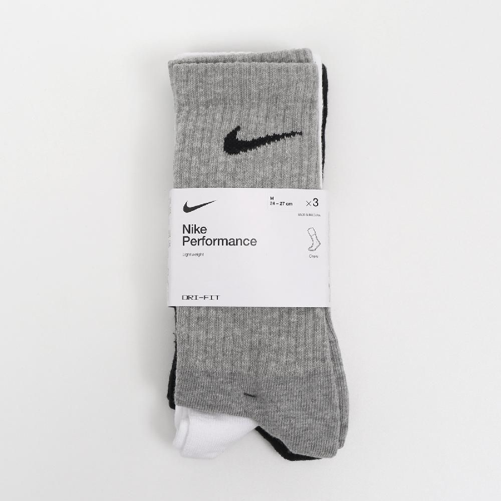 NIKE 耐吉 襪子 Performance Lightweight Crew Socks 男女款 黑 白 灰 中筒襪 長襪 三雙入 SX4704-901